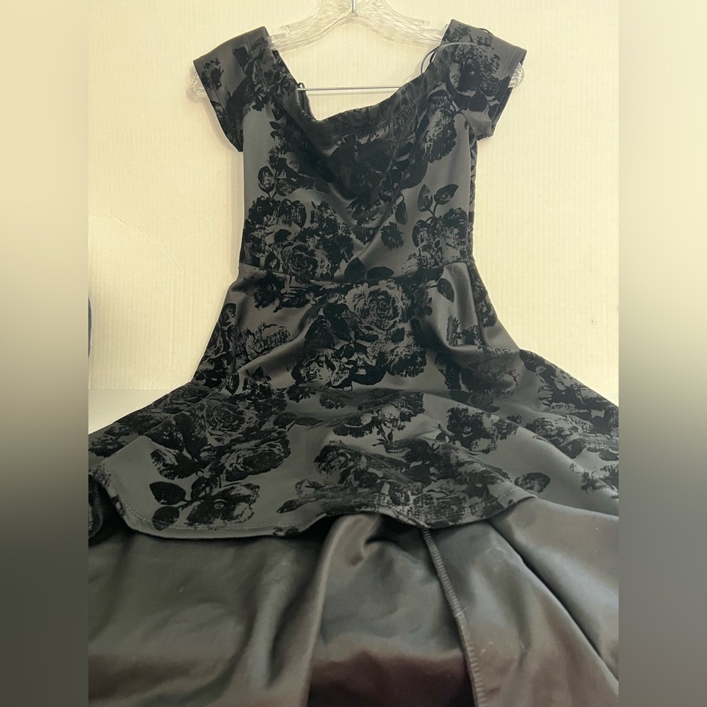 Windsor Black Floral Girls Hi Low Dress